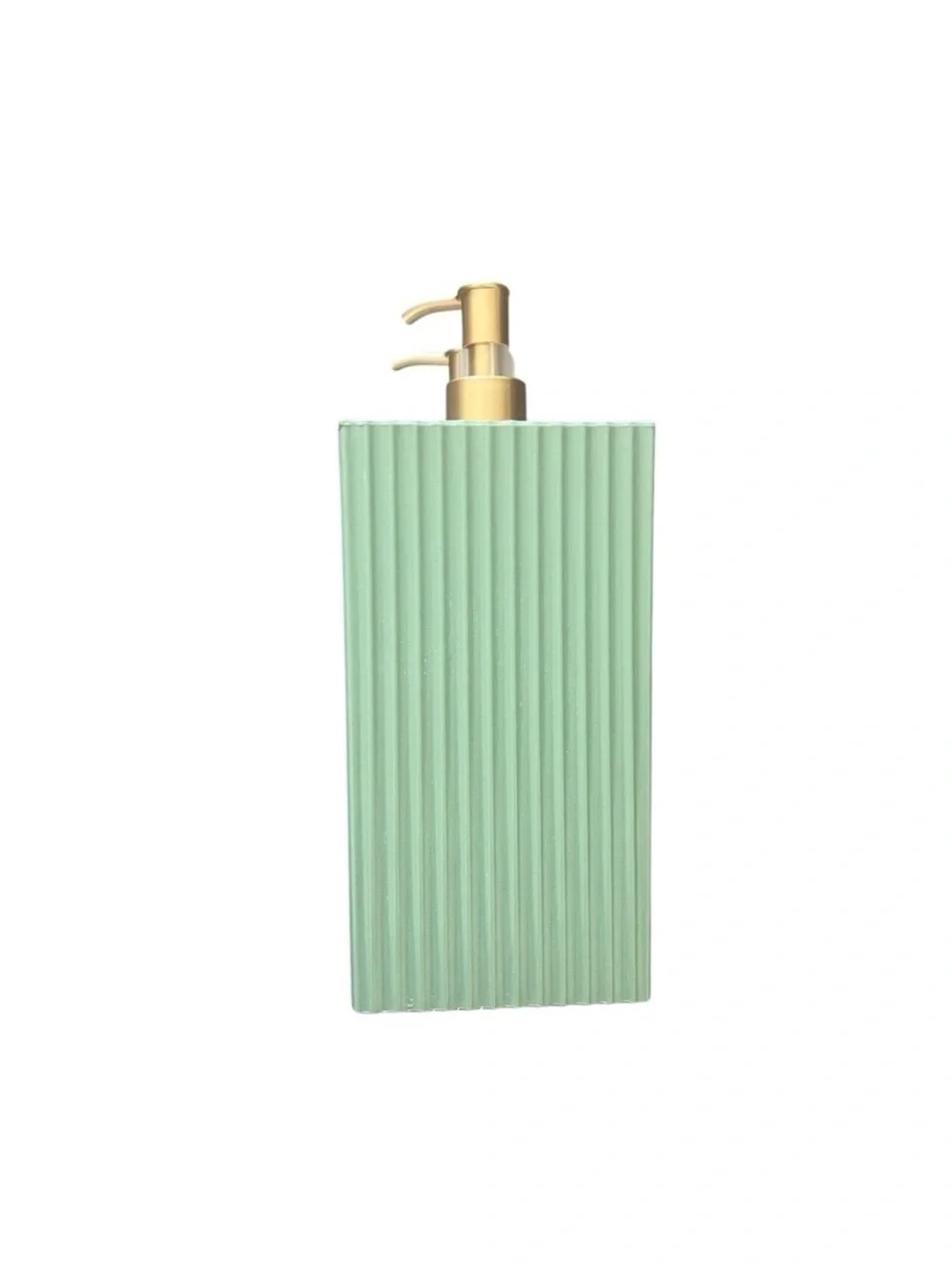 Sage Green & Gold Ribbed Soap & Lotion (shampoo & conditioner) Dispensers